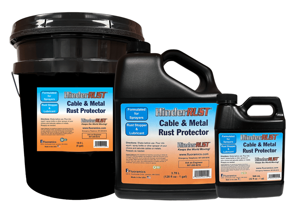 Image of HinderRUST Cable & Metal Rust Protector 5-gallon pail, gallon, and quart containers