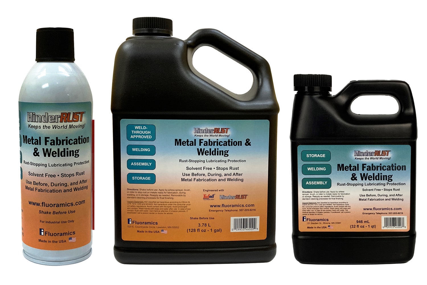 HinderRUST for Metal Fabricating and Welding is a lubricating weld through approved rust stopper which provides penetrating protection and is removable for final finishing