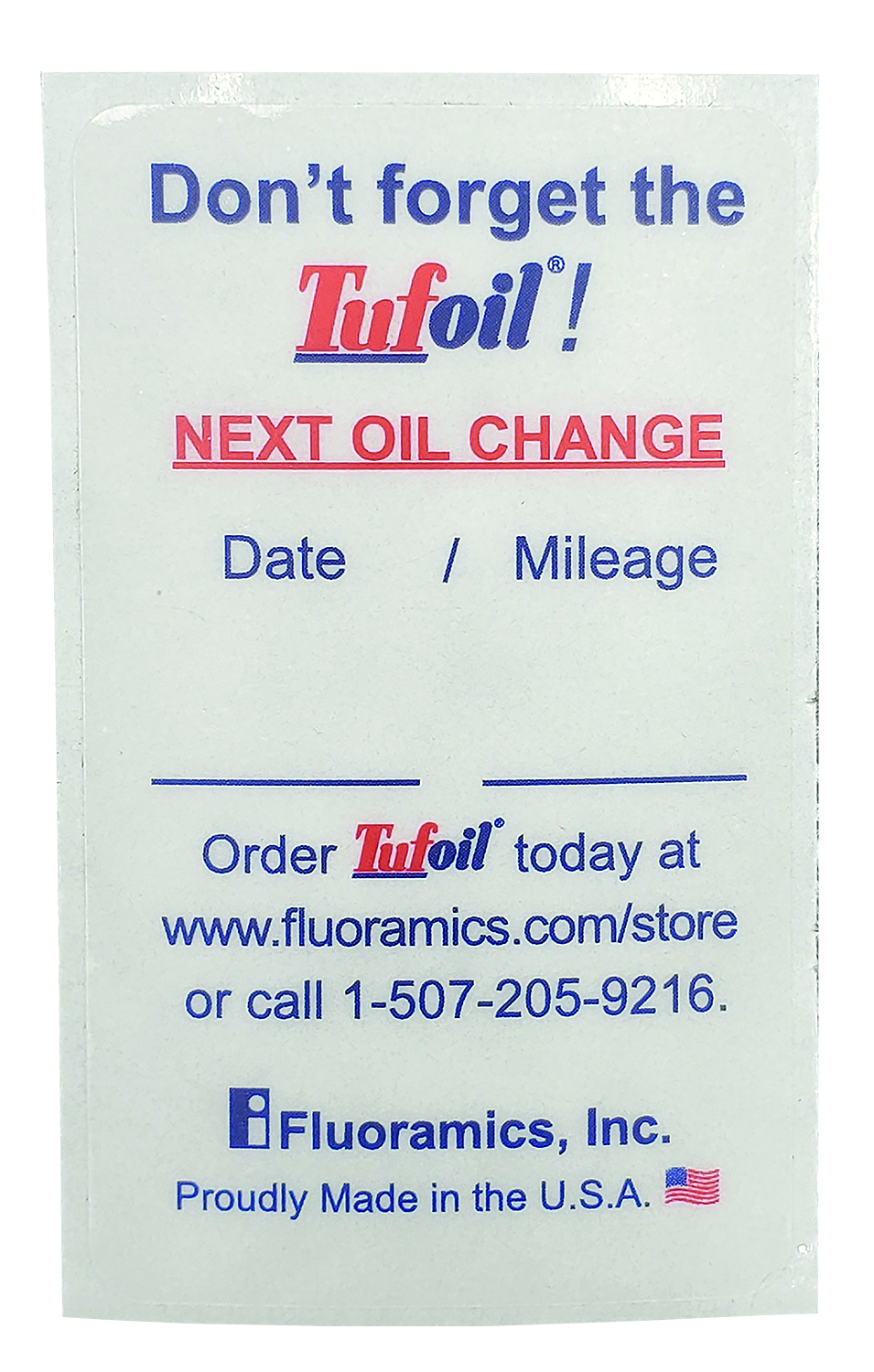 Tufoil Oil Change Sticker